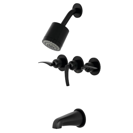 Tub And Shower Faucet, Matte Black, Wall Mount